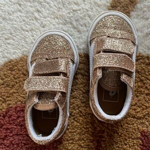 Vans Old Skool sparkle gold Velcro sneakers size 5